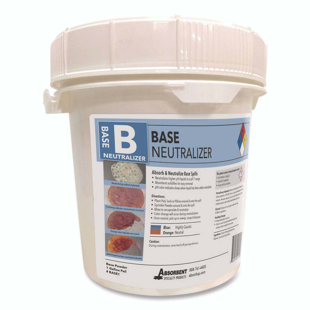 ABSORBENT SPECIALTY PRODUCTS Quick Dam™ BASE1 Base Neutralizer, 0.02 to 9.5 L per 2 lbs of Powder, 1 gal Pail