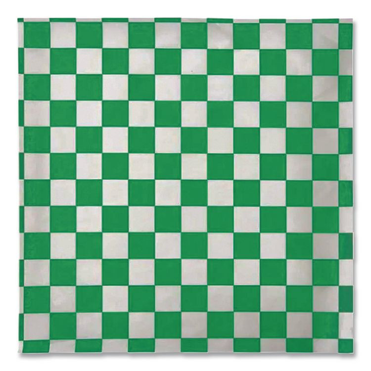 BAGCRAFT 057950 Grease-Resistant Paper Wraps and Liners, 12 x 12, Green Check, 1,000/Box, 5 Boxes/Carton