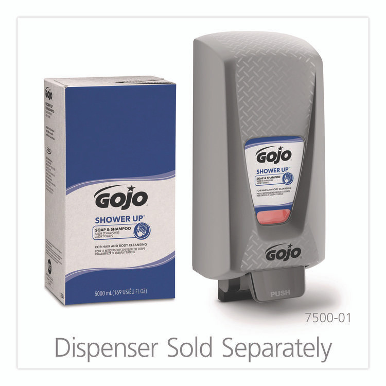 GO-JO INDUSTRIES GOJO® 753002CT SHOWER UP Soap and Shampoo, Clean, 5,000 mL Refill Bag, 2/Carton