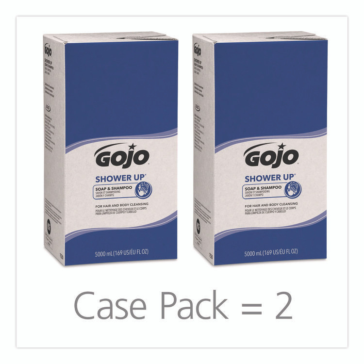 GO-JO INDUSTRIES GOJO® 753002CT SHOWER UP Soap and Shampoo, Clean, 5,000 mL Refill Bag, 2/Carton