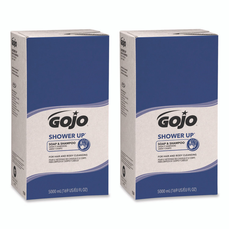 GO-JO INDUSTRIES GOJO® 753002CT SHOWER UP Soap and Shampoo, Clean, 5,000 mL Refill Bag, 2/Carton