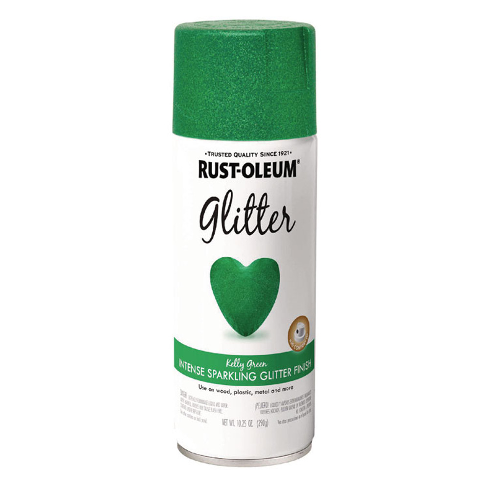 RUST-OLEUM CORPORATION 277781 Specialty Glitter Spray Paint, Glitter Kelly Green, 10.25 oz Aerosol Can, 6/Carton