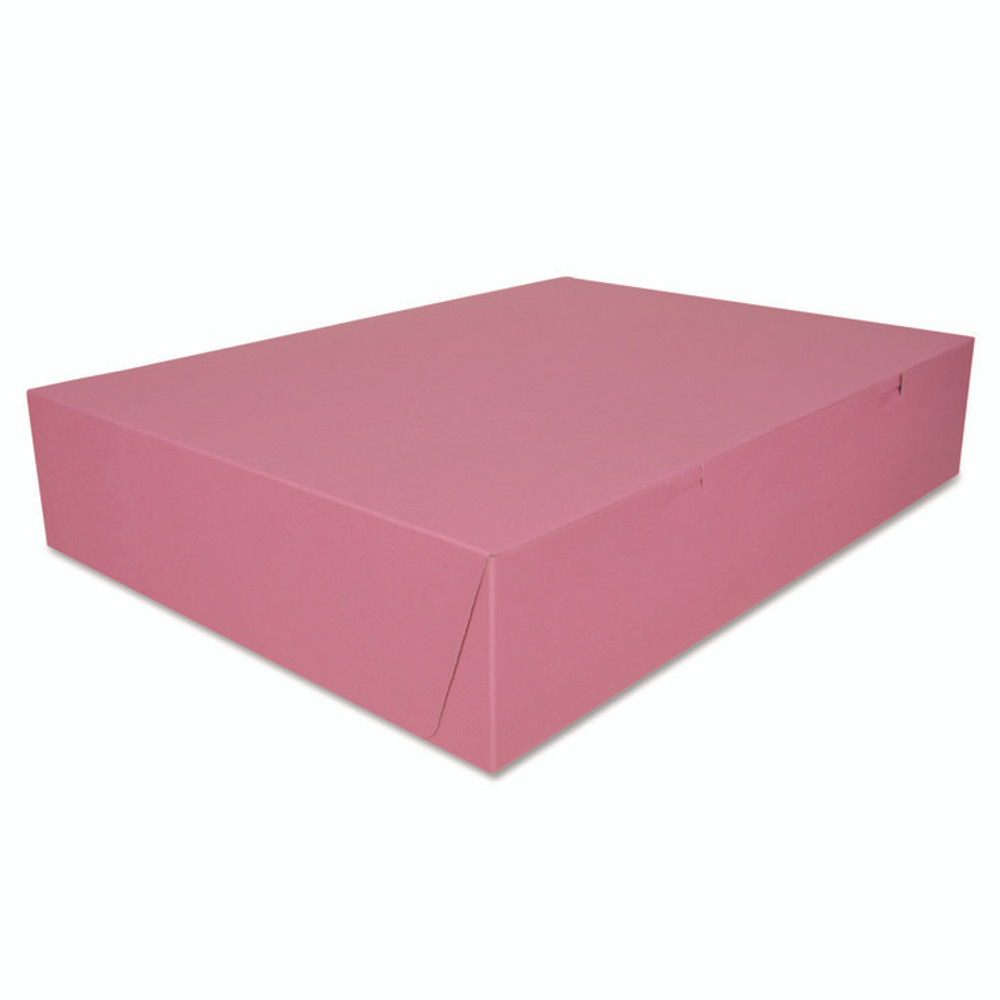 SOUTHERN CHAMPION TRAY SCT® 0897 Pink One-Piece Non-Window Bakery Box, 20 x 14.5 x 4, Pink, Paper, 50/Carton