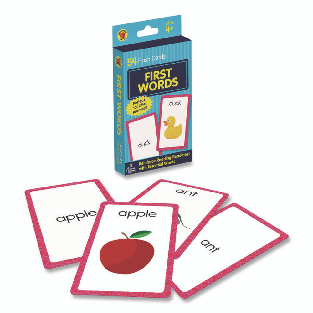 CARSON-DELLOSA EDUCATION 0769647197 First Words Flash Cards, Grades Pre-K to 1, 3.25" x 5.25", Assorted Colors, 54 Cards