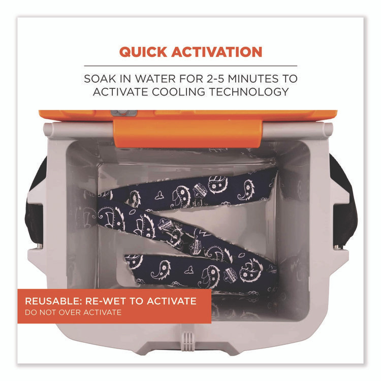 TENACIOUS HOLDINGS, INC. ergodyne® 12306 Chill-Its 6700 Cooling Bandana Polymer Tie Headband, One Size Fits Most, Navy Western