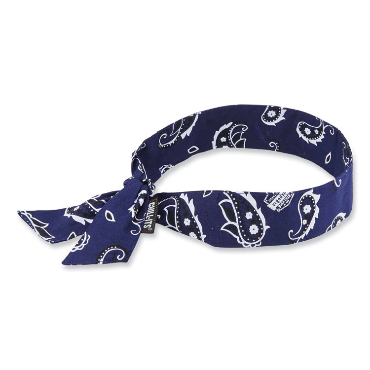 TENACIOUS HOLDINGS, INC. ergodyne® 12306 Chill-Its 6700 Cooling Bandana Polymer Tie Headband, One Size Fits Most, Navy Western