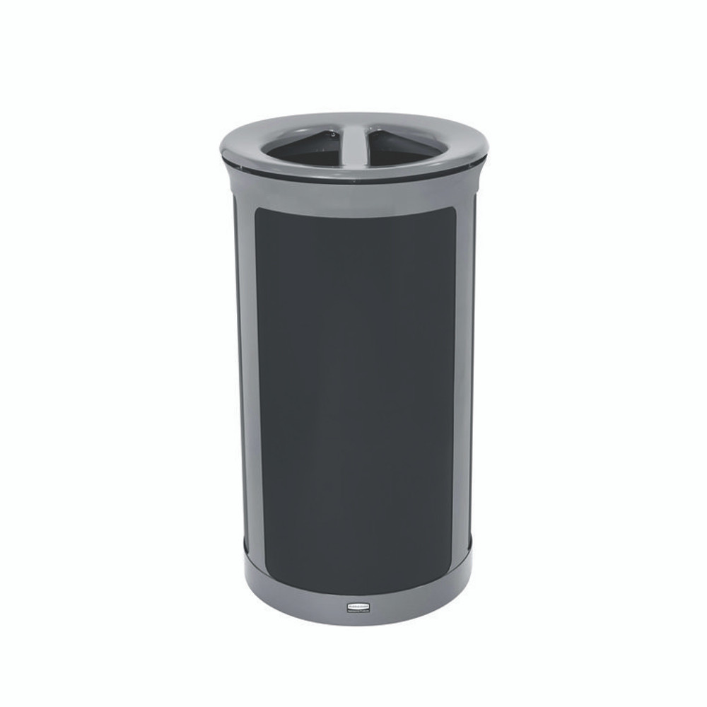 RUBBERMAID COMMERCIAL PROD. 2172847 ENHANCE Series Waste Receptacle, Dual Top Hole, 33 gal, Metal, Pearl Gray/Umbra Gray
