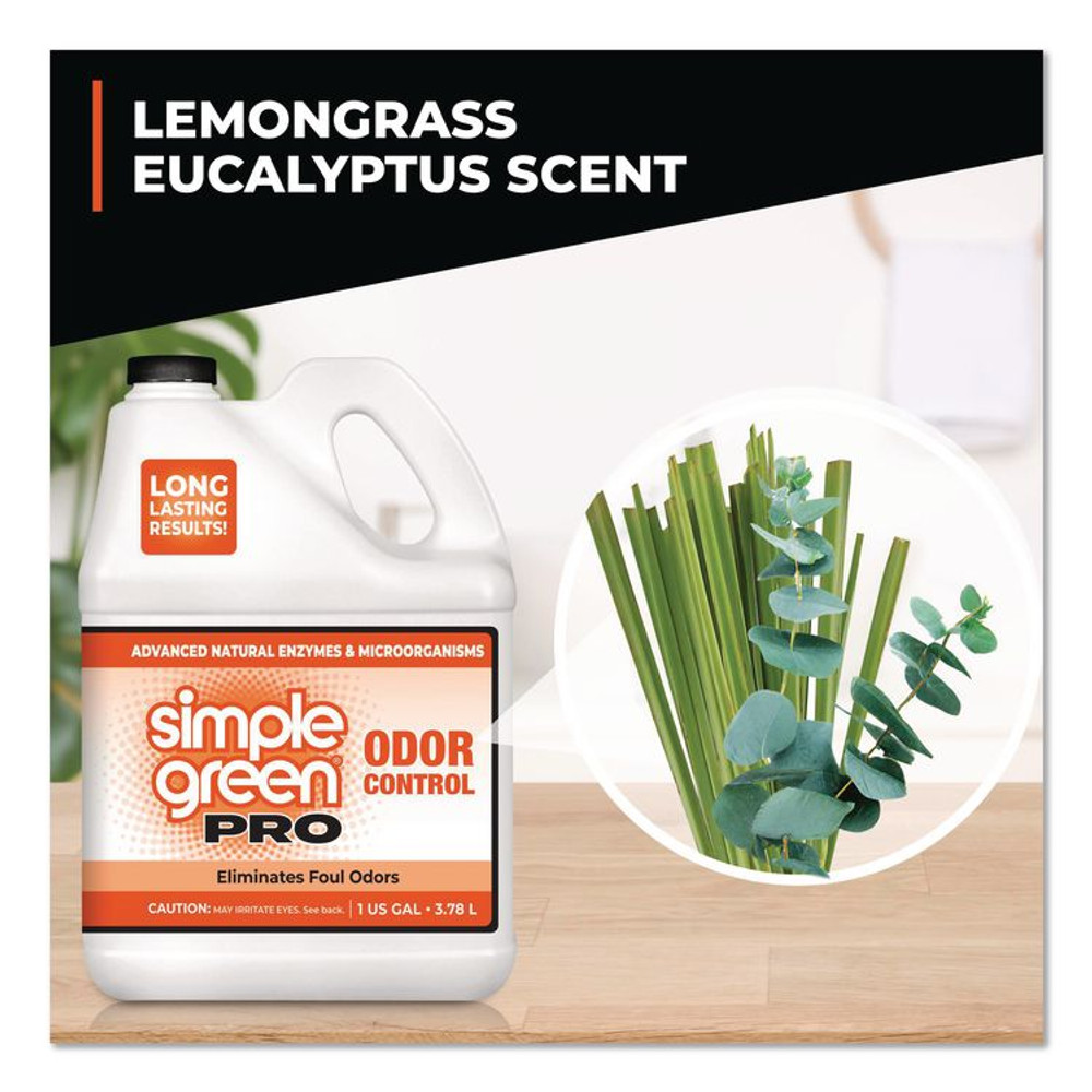 SUNSHINE MAKERS, INC. Simple Green® 0704128 Pro Odor Control, Lemongrass Eucalyptus, 1 gal Bottle, 4/Carton
