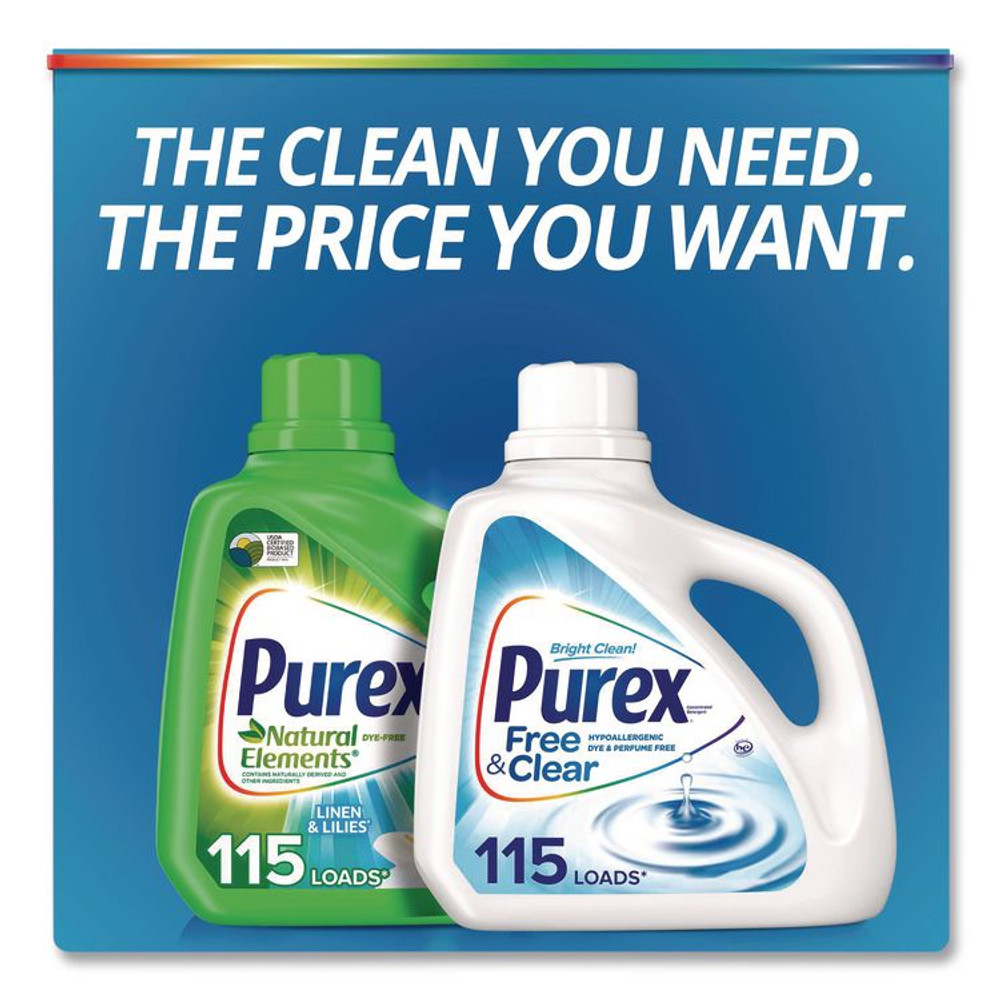 PUREX 2420006040CT Free and Clear Liquid HE Laundry Detergent, Unscented, 75 oz Bottle, 6/Carton