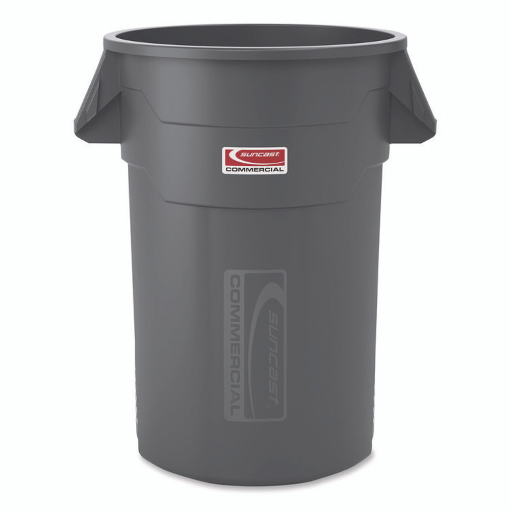 SUNCAST CORPORATION Commercial® TCU44 Injection Molded Utility Trash Can, 44 gal, Plastic/Resin, Gray