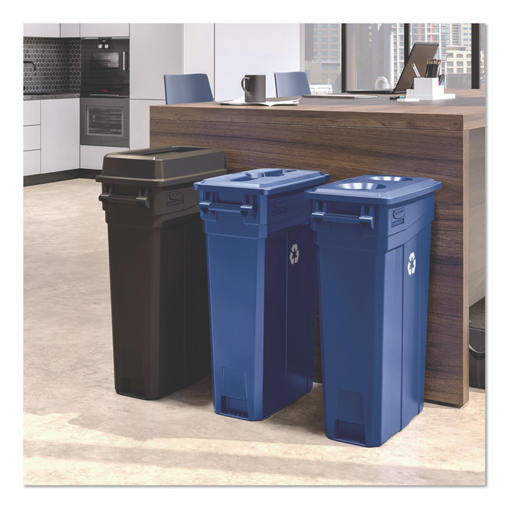 SUNCAST CORPORATION Commercial® TCNLID03BLD 23 Gallon Resin Slim Trash Can Paper Recycling Lid, 11.87 x 20.25 x 1.35, Blue