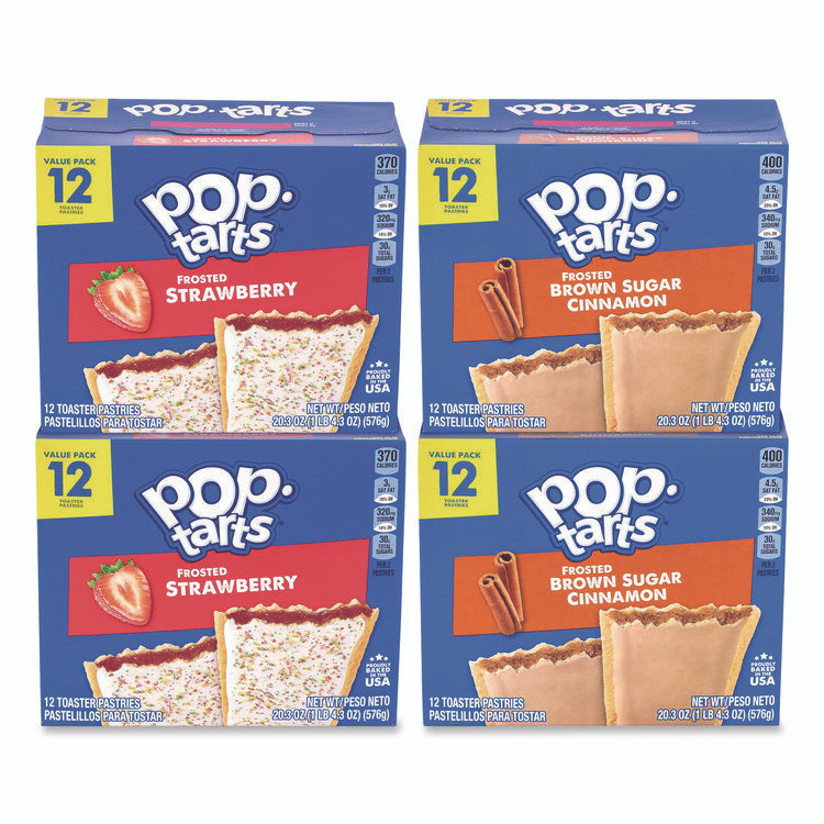 SNACK BOX PROS 60004173 Red Bull Energy Drink and Pop Tart Combo Pack,(24) 12oz Cans,(24) Frosted Strawberry/(24) Frosted Brown Sugar Cinnamon/Bundle