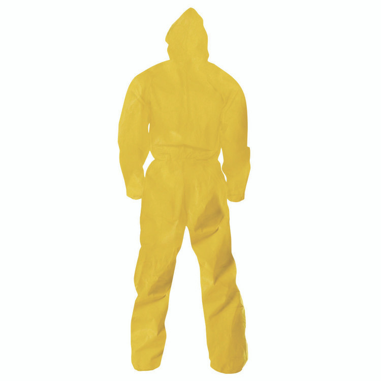 SMITH AND WESSON KleenGuard™ 09816 A70 Chemical Spray Protection Coveralls, Elastic Wrists, Ankles, Hood, 3X-Large, Yellow, 12/Carton