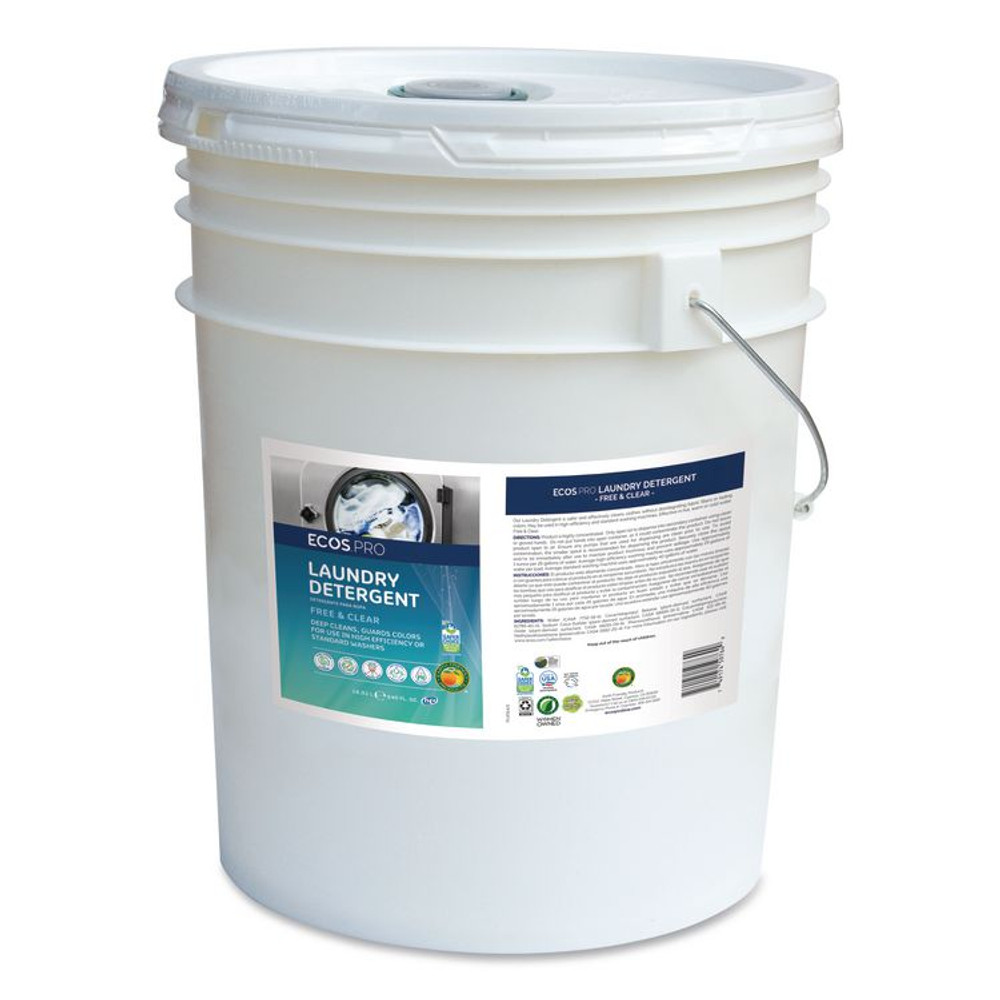 EARTH FRIENDLY PRODUCTS ECOS® PL976405 Laundry Detergent Liquid, Free and Clear, 5 gal Pail