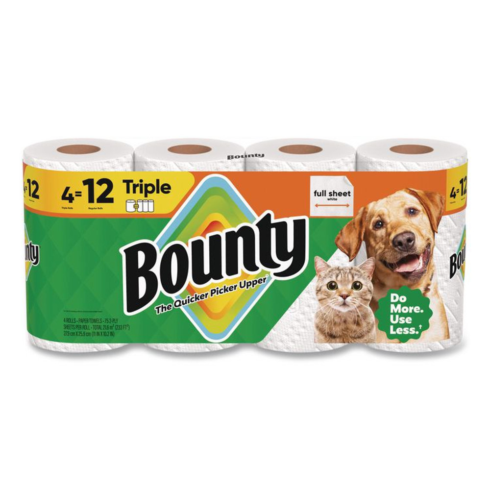 PROCTER & GAMBLE Bounty® 16007 Kitchen Roll Paper Towels, 2-Ply, White, 10.5 x 11, 75 Sheets/Roll, 4 Triple Rolls/Pack, 6 Packs/Carton