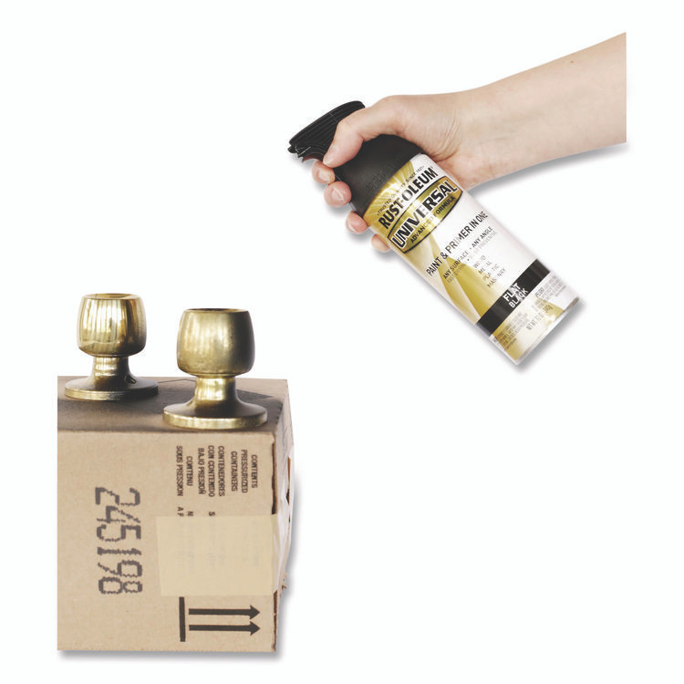 RUST-OLEUM CORPORATION 245198 Universal Premium Spray Paint, Flat Black, 12 oz Aerosol Can, 6/Carton