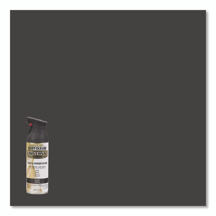 RUST-OLEUM CORPORATION 245198 Universal Premium Spray Paint, Flat Black, 12 oz Aerosol Can, 6/Carton