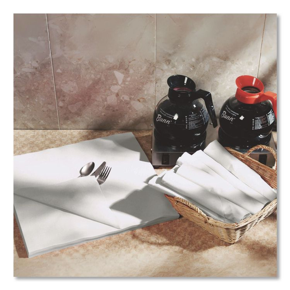 BOARDWALK 16X16LNAPW Linen-Feel Flat Napkins, 1-Ply, 16 x 16, White, 1,000/Carton