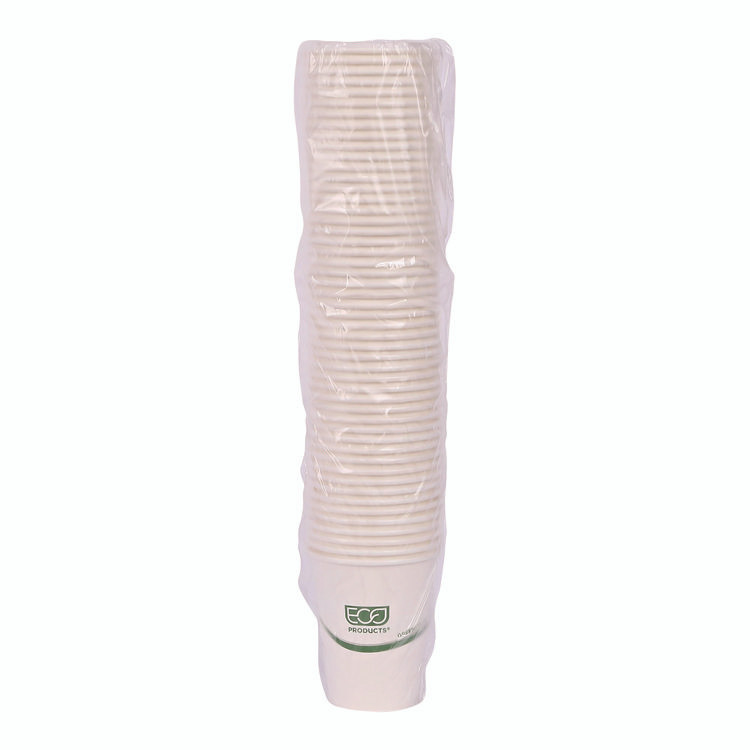 ECO-PRODUCTS,INC. EP-BHC8-GS GreenStripe Renewable and Compostable Hot Cups, 8 oz, Paper, White/Green, 50/Pack, 20 Packs/Carton