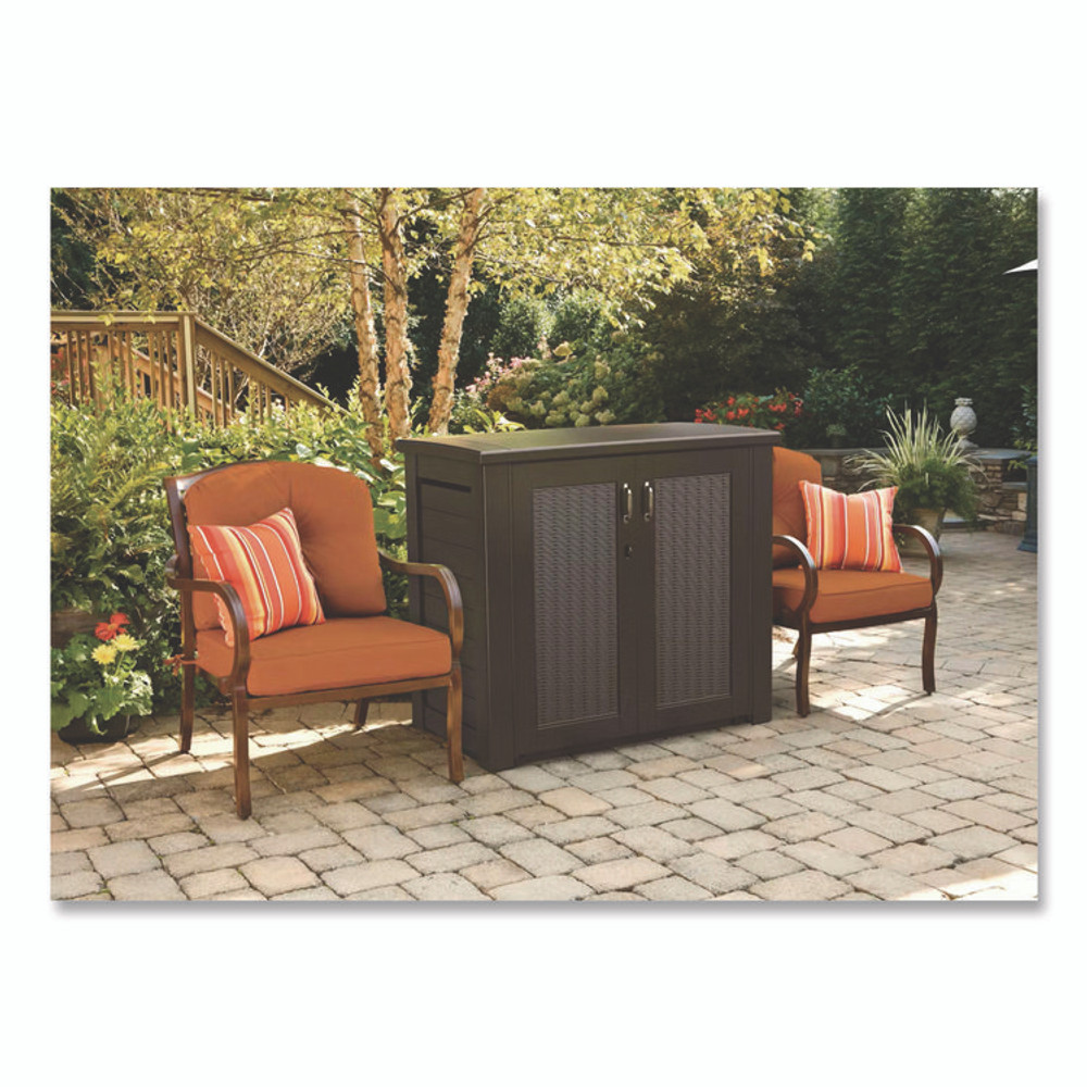 RUBBERMAID 1889849 Bridgeport Storage Cabinet, 16.44 cu ft, 4 ft x 2 ft x 3 ft, Black Oak