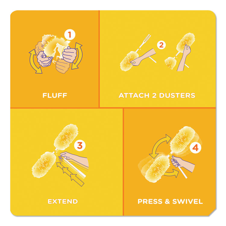 PROCTER & GAMBLE Swiffer® 77326 Heavy Duty Dusters with Super Extender Handle, 6 ft Handle, 1 Handle/4 Dusters, 4/Carton