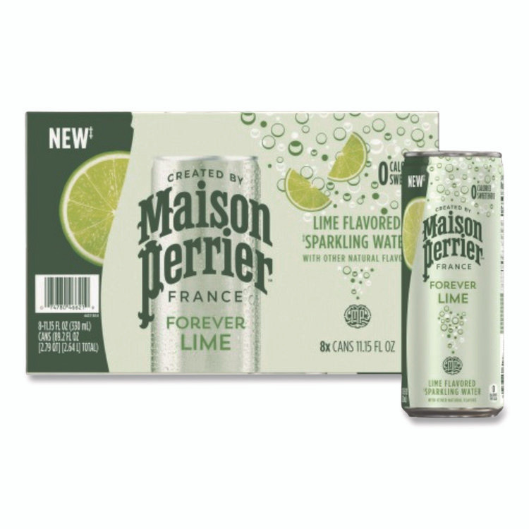 NESTLE Nestlé® 85129 Maison Perrier Sparkling Water,11.15 oz Can, Lime, 8 Cans/Box