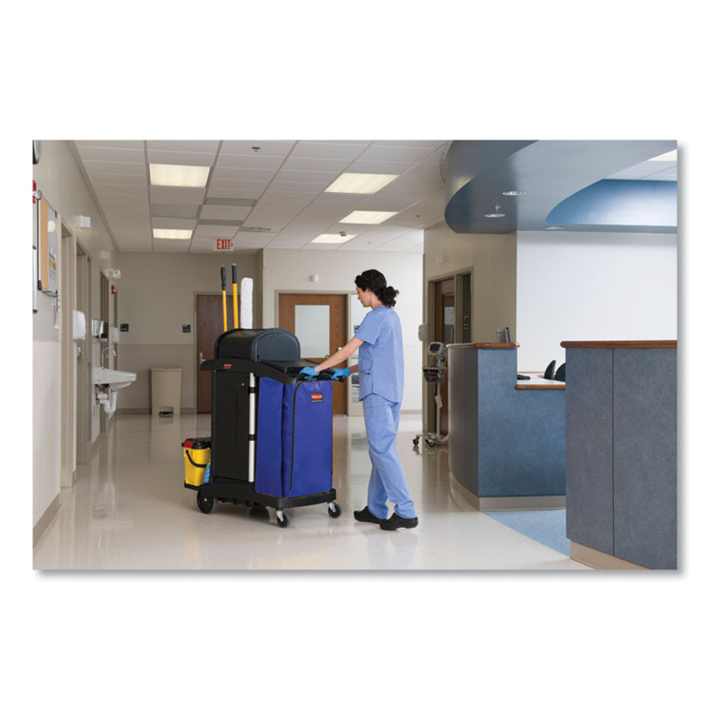 RUBBERMAID COMMERCIAL PROD. 1966883 Vinyl Cleaning Cart Bag for Rubbermaid Commercial High-Capacity Cleaning Carts, 34 gal, 10.5" x 17.5" x 33", Blue