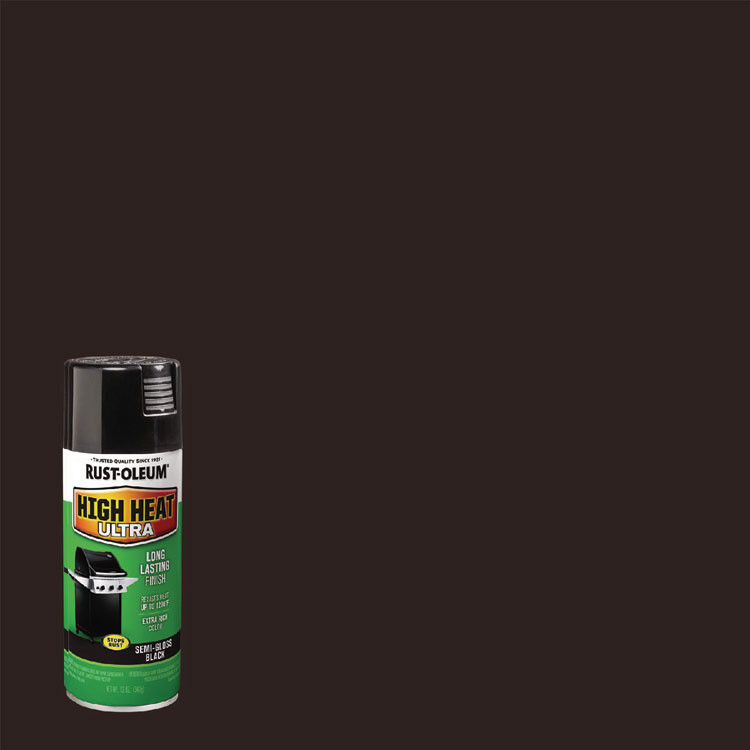 RUST-OLEUM CORPORATION 241169 High Heat Enamel Spray Paint, Semi-Gloss Black, 12 oz Aerosol Can, 6/Carton