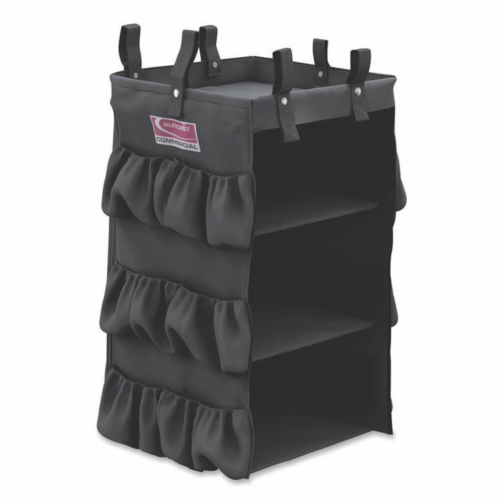 SUNCAST CORPORATION Commercial® HKCBAG03D 3-Sided Hanging Bag with Shelves for Suncast Commercial HKC1000/HKC2000 Housekeeping Carts, 25.4 gal, 15.7 x 12.4 x 30, Black