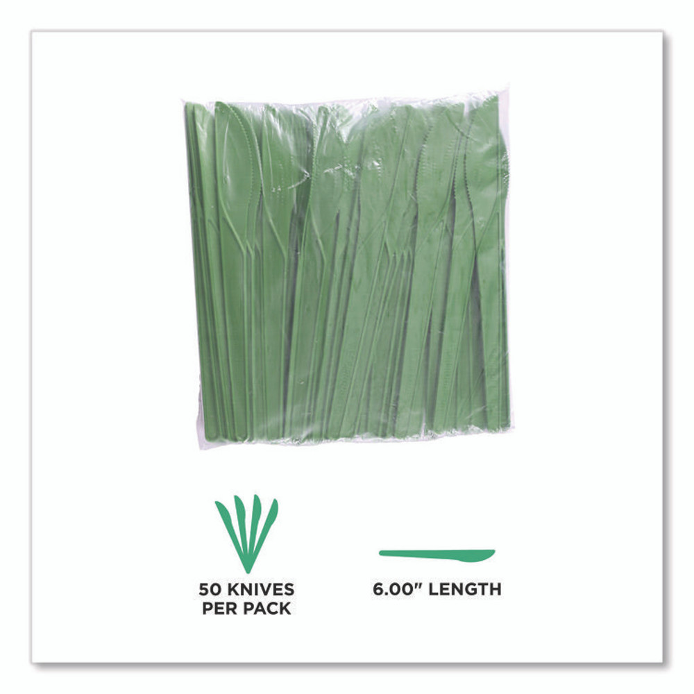 ECO-PRODUCTS,INC. EP-S011G Plantware Compostable Cutlery, Knife, Plastic, Green, 1,000/Carton