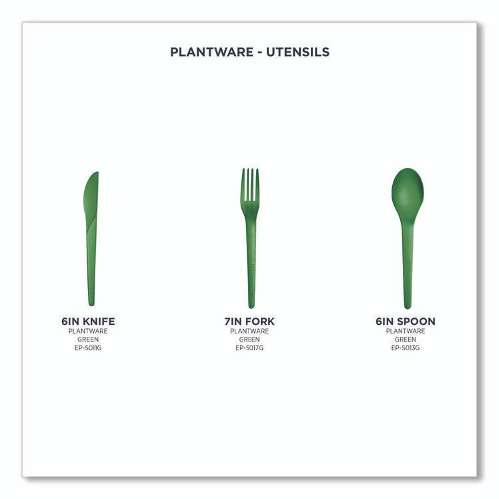 ECO-PRODUCTS,INC. EP-S011G Plantware Compostable Cutlery, Knife, Plastic, Green, 1,000/Carton