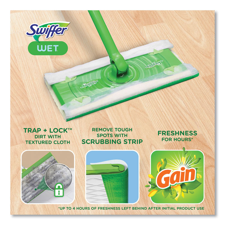 PROCTER & GAMBLE Swiffer® 83052 Wet Refill Cloths, 8 x 10, Gain Original Scent, White, 24/Box, 6 Boxes/Carton