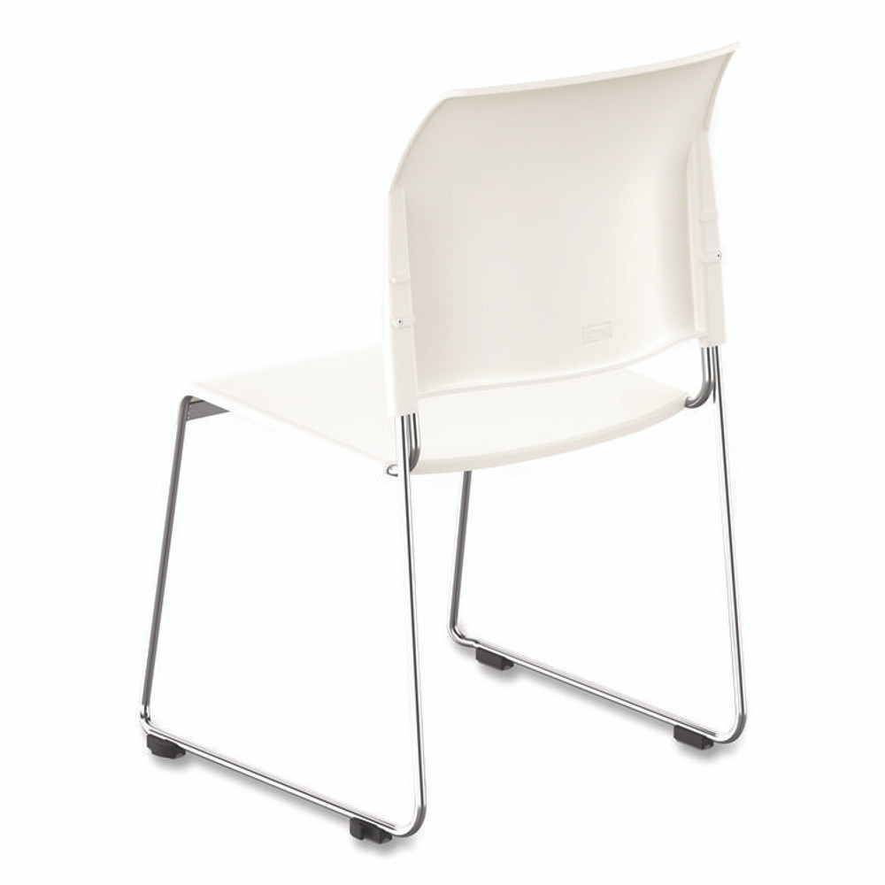 NATIONAL PUBLIC SEATING NPS® 880111014 8800 Series Cafetorium Plastic Stack Chair, Supports Up to 500 lb, 18" Seat Height, White Seat/Back, Chrome Base, 4/Pack