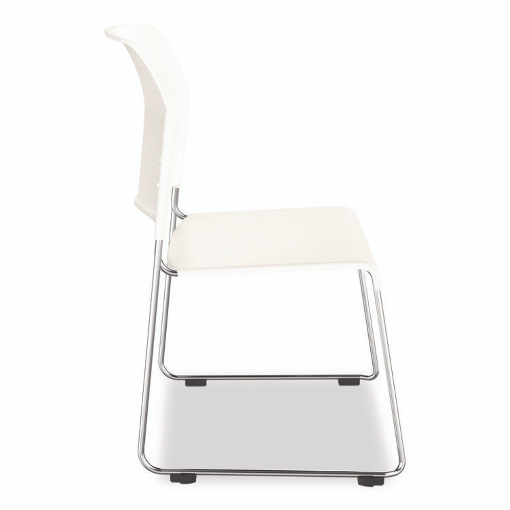 NATIONAL PUBLIC SEATING NPS® 880111014 8800 Series Cafetorium Plastic Stack Chair, Supports Up to 500 lb, 18" Seat Height, White Seat/Back, Chrome Base, 4/Pack