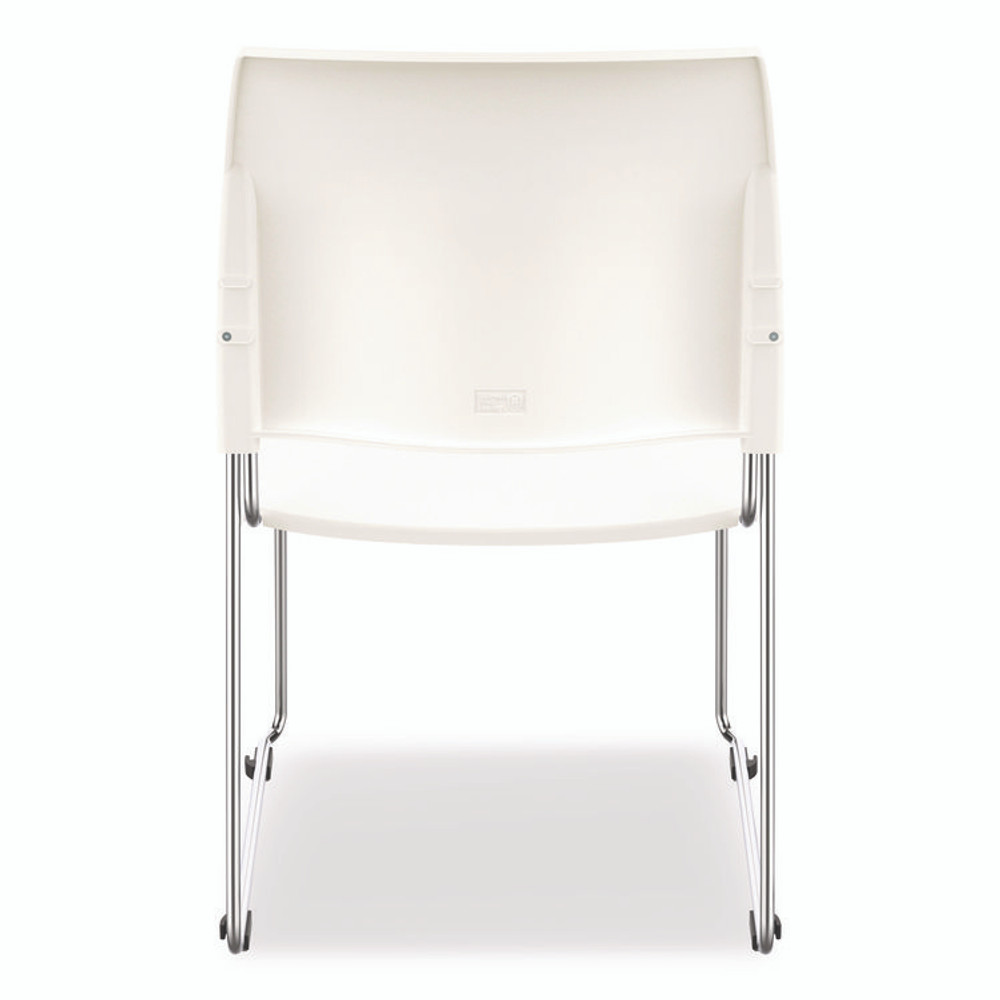 NATIONAL PUBLIC SEATING NPS® 880111014 8800 Series Cafetorium Plastic Stack Chair, Supports Up to 500 lb, 18" Seat Height, White Seat/Back, Chrome Base, 4/Pack