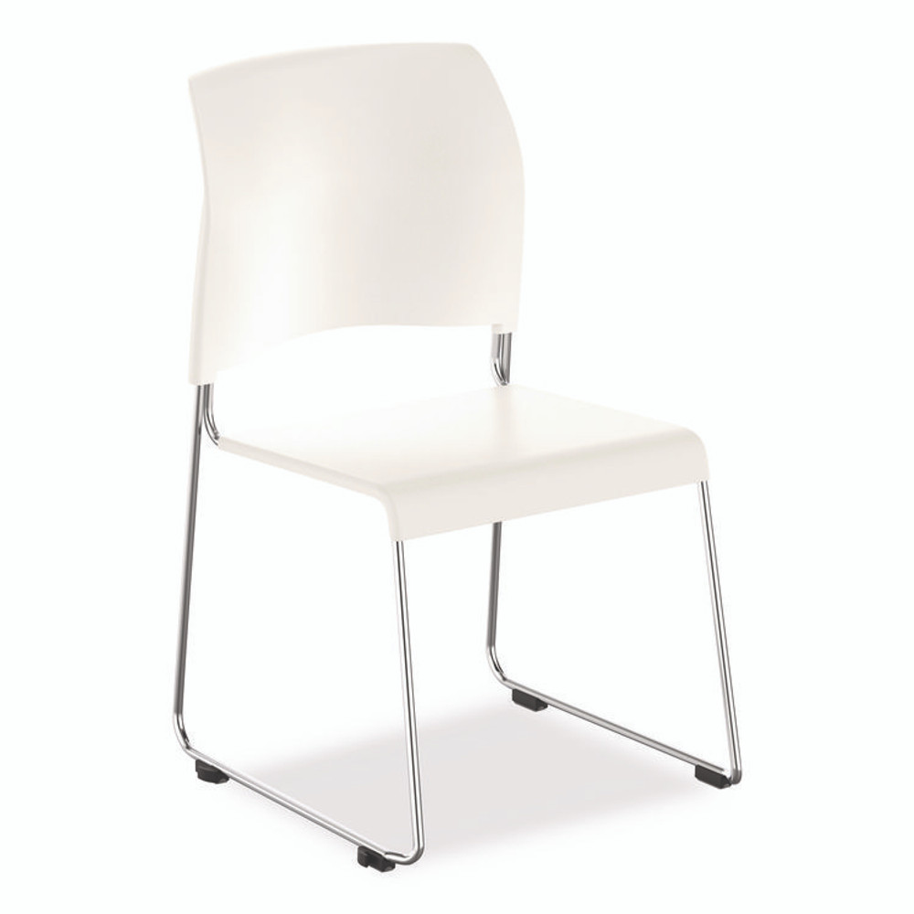 NATIONAL PUBLIC SEATING NPS® 880111014 8800 Series Cafetorium Plastic Stack Chair, Supports Up to 500 lb, 18" Seat Height, White Seat/Back, Chrome Base, 4/Pack