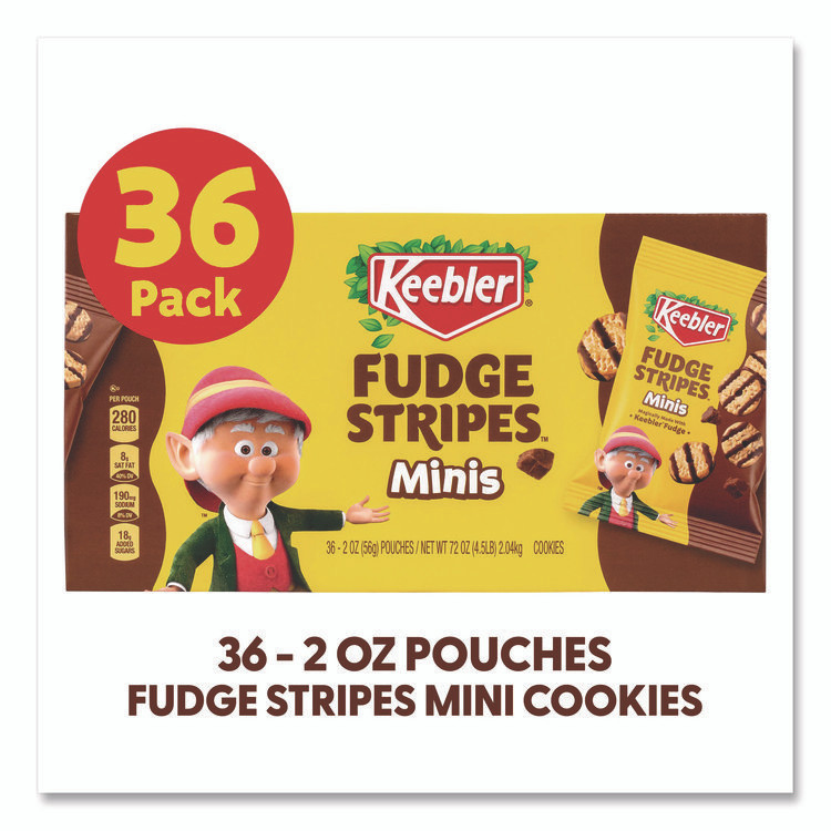 KELLOGG'S Keebler® 22002517 Mini Cookies, Fudge Stripes, 2 oz Pouch, 36/Box