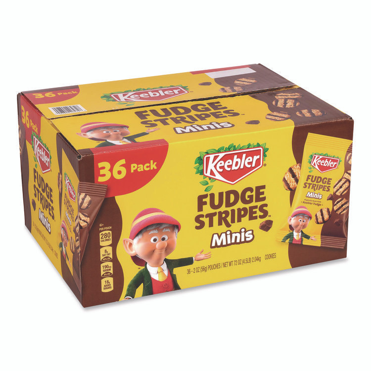 KELLOGG'S Keebler® 22002517 Mini Cookies, Fudge Stripes, 2 oz Pouch, 36/Box