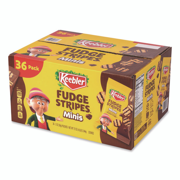 KELLOGG'S Keebler® 22002517 Mini Cookies, Fudge Stripes, 2 oz Pouch, 36/Box