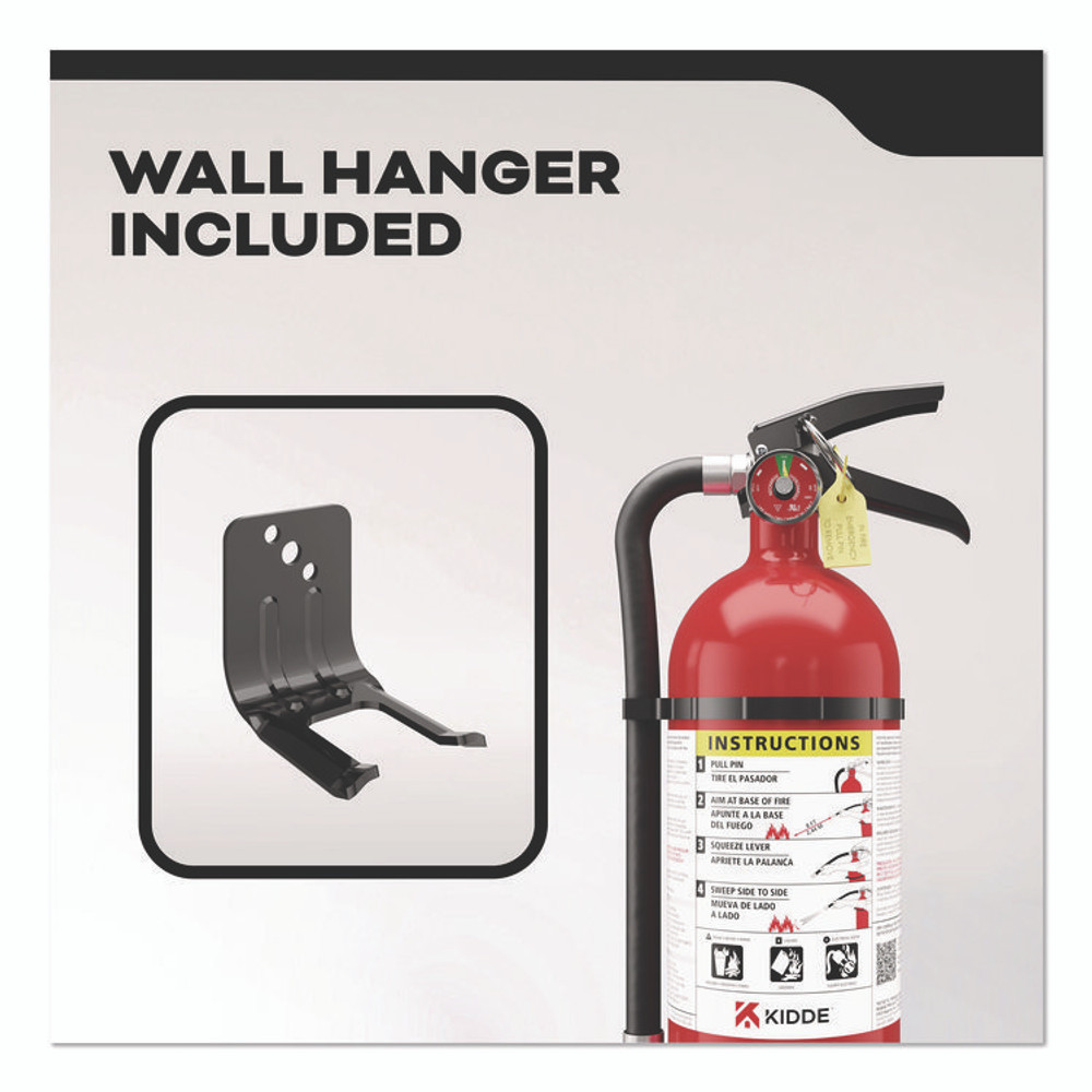 KIDDE 21032143 Pro-5MP Series Fire Extinguisher, with Bracket/Metal Strap, 3-A, 40-B:C, 5.5 lbs