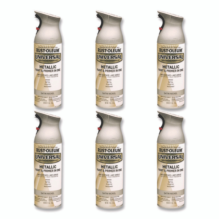 RUST-OLEUM CORPORATION 249130 Universal Premium Spray Paint, Aged Nickel, 12 oz Aerosol Can, 6/Carton