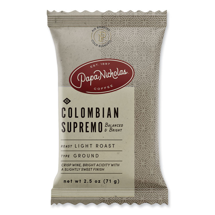 PAPANICHOLAS COFFEE 25182 Premium Coffee, Colombian Supremo, 18/Carton