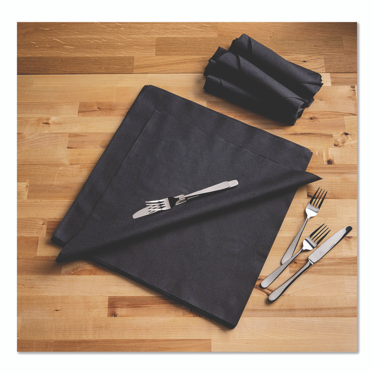 HOFFMASTER 125070 Airlaid Flat Pack Napkins, 16 x 16, Black, 500/Carton