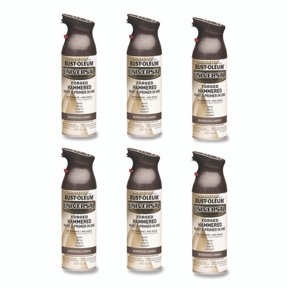RUST-OLEUM CORPORATION 271480 Universal Premium Spray Paint, Hammer Amber, 12 oz Aerosol Can, 6/Carton
