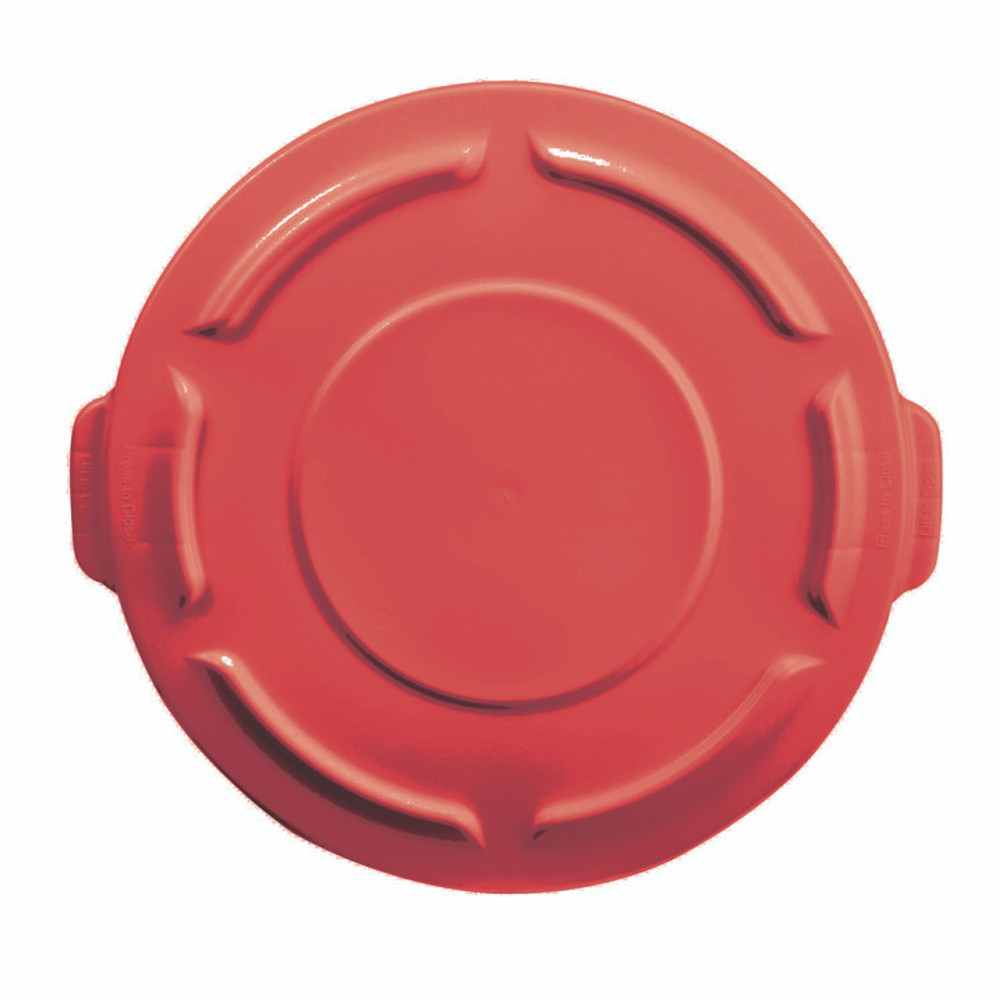 RUBBERMAID COMMERCIAL PROD. 2654 REDCT BRUTE Self-Draining Flat Top Lids for 32 gal Round BRUTE Containers, 22.25" Diameter x 3"h, Red, 3/Carton