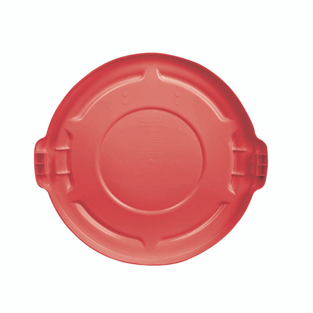 RUBBERMAID COMMERCIAL PROD. 2654 REDCT BRUTE Self-Draining Flat Top Lids for 32 gal Round BRUTE Containers, 22.25" Diameter x 3"h, Red, 3/Carton