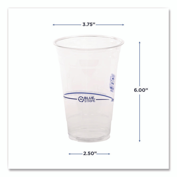 ECO-PRODUCTS,INC. EP-CR24 BlueStripe Recycled Content Clear Plastic Cold Drink Cups, 24 oz, 600/Carton