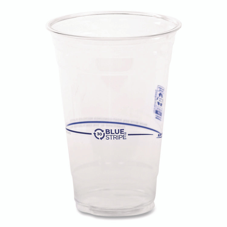 ECO-PRODUCTS,INC. EP-CR24 BlueStripe Recycled Content Clear Plastic Cold Drink Cups, 24 oz, 600/Carton