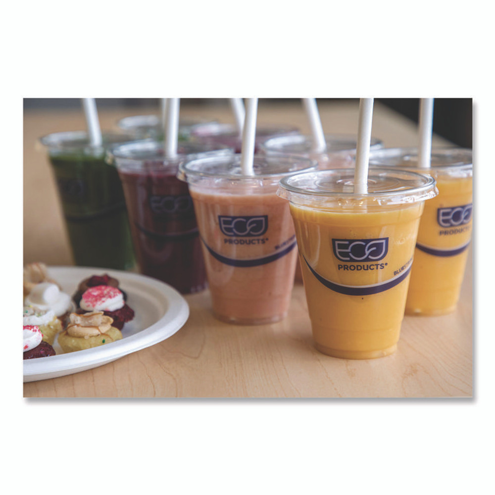 ECO-PRODUCTS,INC. EP-CR24 BlueStripe Recycled Content Clear Plastic Cold Drink Cups, 24 oz, 600/Carton