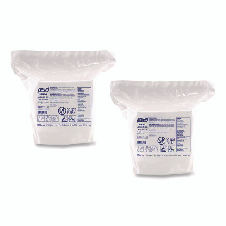 GO-JO INDUSTRIES PURELL® 910302CT Surface Multi-Purpose Disinfecting Wipes, 1-Ply, 5 x 7, Fresh Citrus, White, 2/Carton